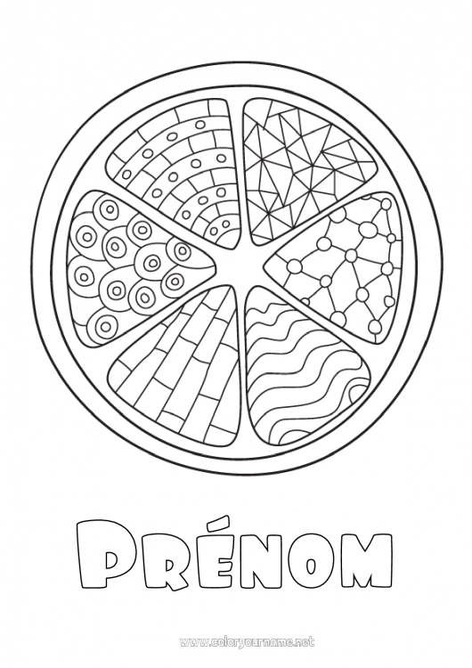 Coloriage à imprimer Zentangle Pizza