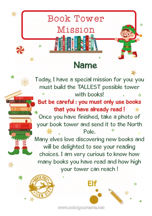 Colouring page to print Christmas Elves Christmas Elf's Mission Letters From Mischievous Elves Book Reading