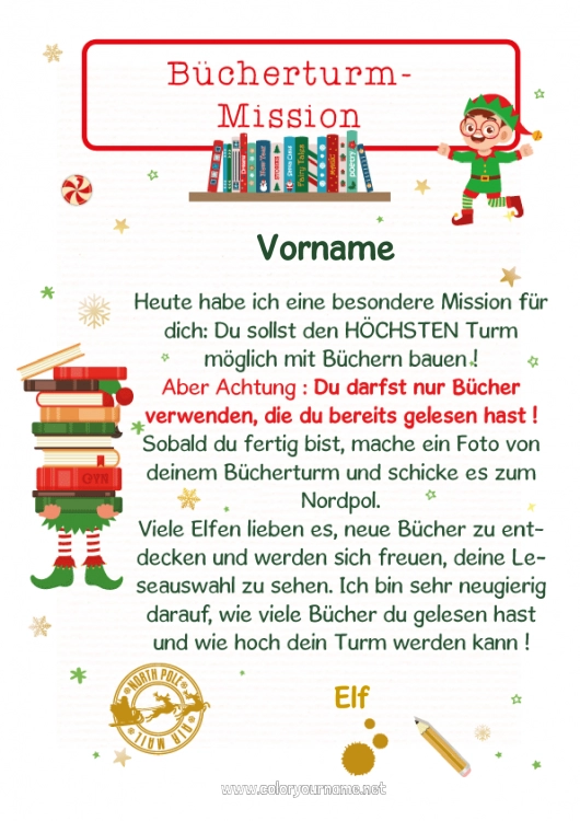 Malvorlage zum Ausdrucken Weihnachtself Weihnachtselfenmission Elfenstreiche-Briefe Buch Lesen