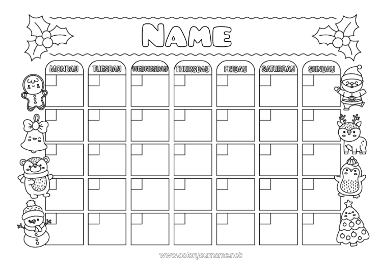 Colouring page to print Christmas Children's Activities Advent Calendar Calendars And Planners.