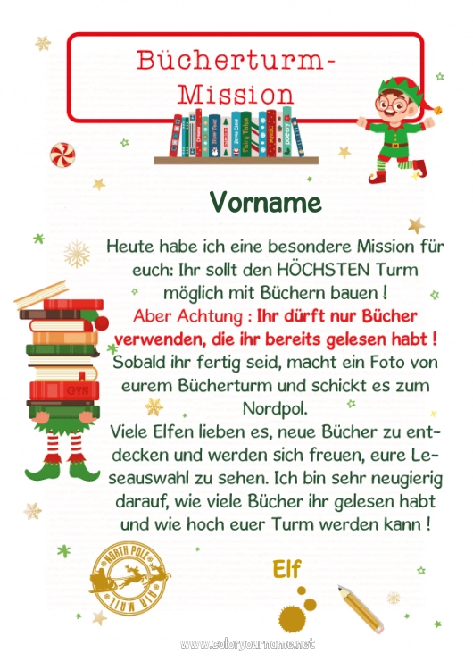 Malvorlage zum Ausdrucken Weihnachtselfenmission Elfenstreiche-Briefe Buch Lesen