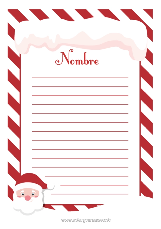 Dibujo para colorear para imprimir Navidad Carta a Papa Noel Actividades para niños