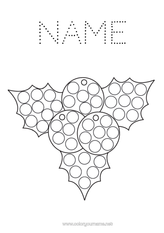 Colouring page to print Children's Activities Holly Spot Markers Easy Colouring Pages