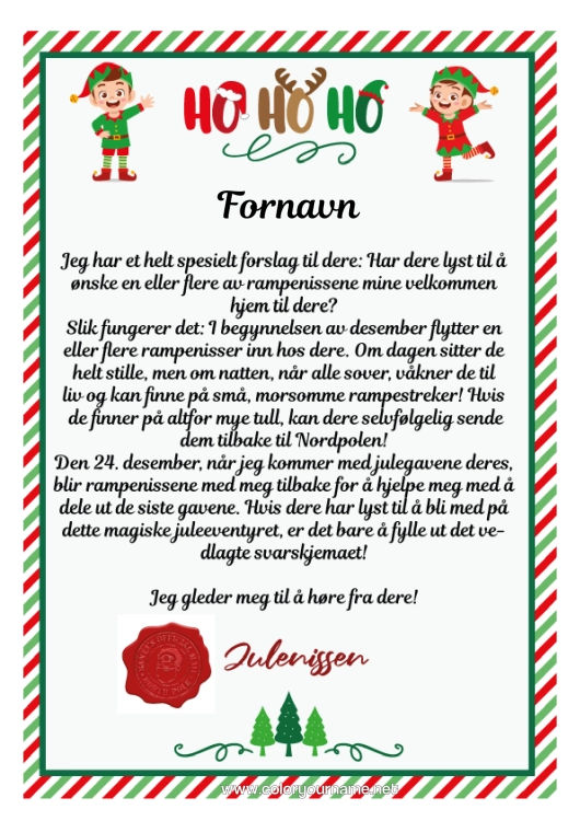 Fargeleggingssiden til utskrift Brev Fra Rampete Nisser Ankomstbrev Fra Nissen En Eneste Rampete Nisse Flere Rampenisser