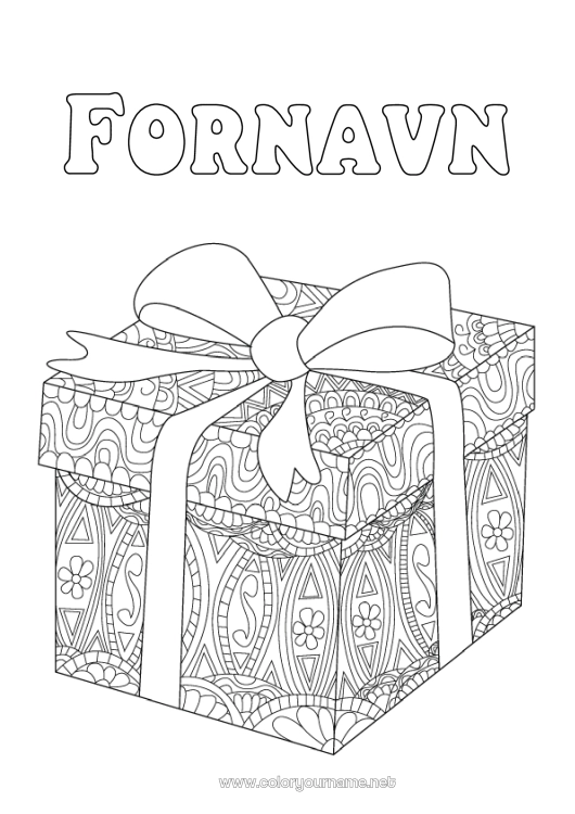 Fargeleggingssiden til utskrift Gaver Zentangle