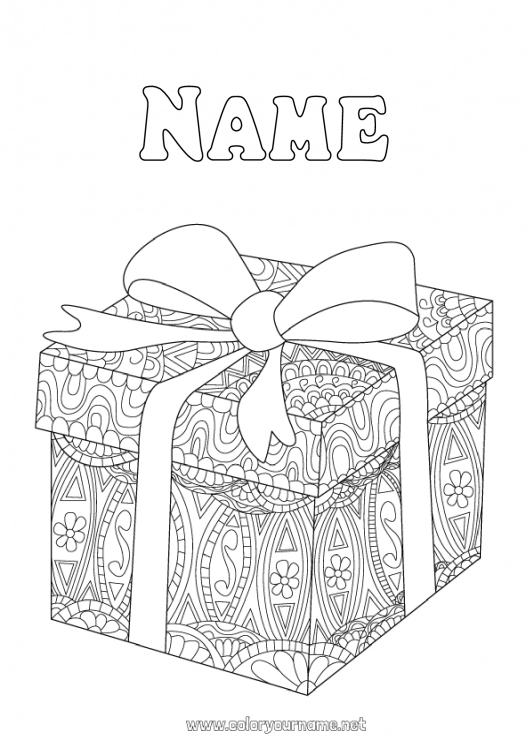 Coloring page to print Gifts Zentangle