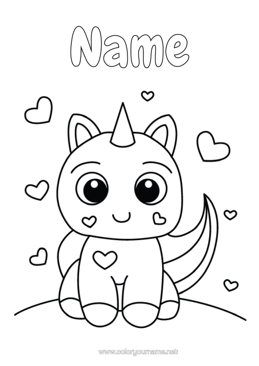 Colouring page to print Cat Unicorn Animal Easy Colouring Pages Dogs And Cats Dragons, Unicorns, And Fantastical Creatures