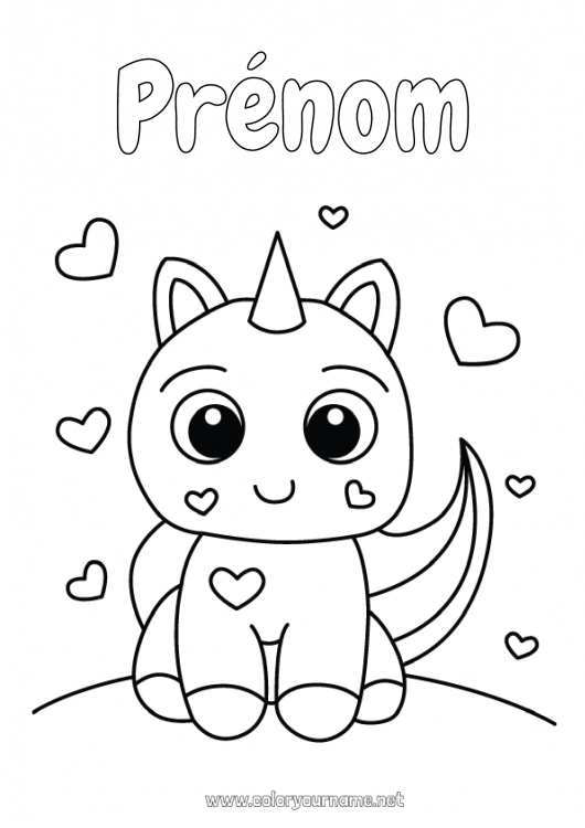 Coloriage à imprimer Chat Licorne Animal Coloriages faciles Chiens et chats Dragons, licornes et animaux fantastiques