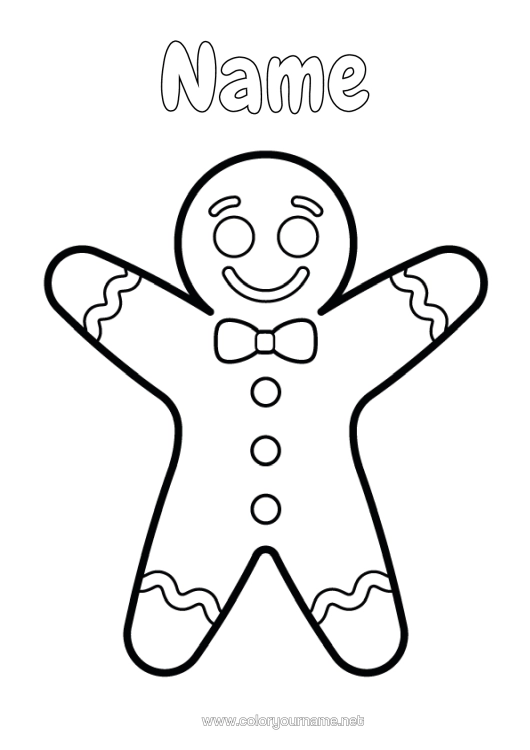 Colouring page to print Gingerbread Treats, Sweets Easy Colouring Pages Biscuit