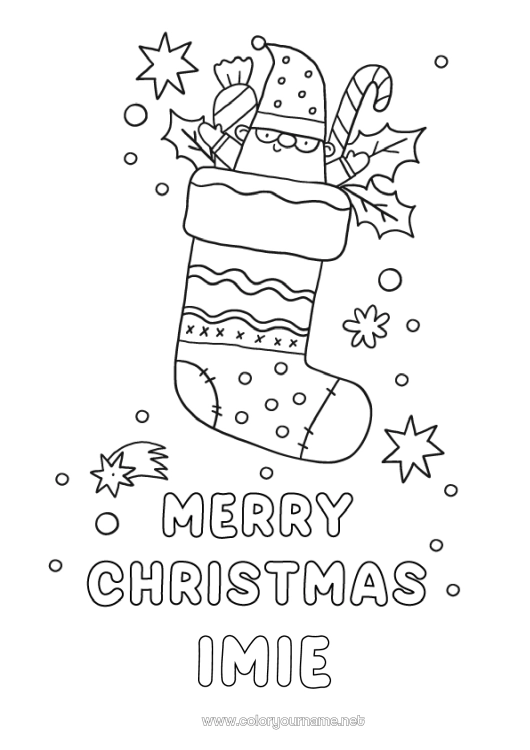 Kolorowanka do wydruku Boże Narodzenie Skarpeta świąteczna 