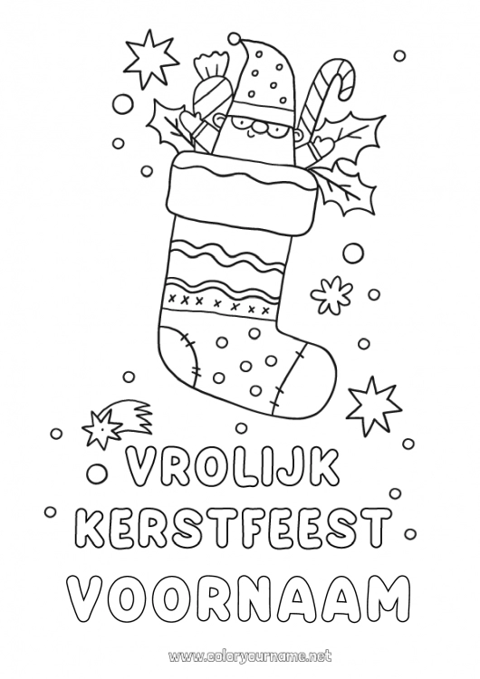 Kleurplaat om af te drukken Kerstmis Kerstsok 