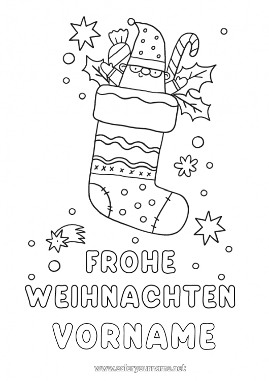 Malvorlage zum Ausdrucken Weihnachten Weihnachtssocke 