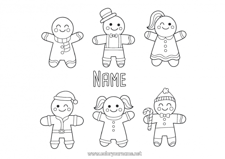 Coloring page to print Gingerbread Treats Biscuits