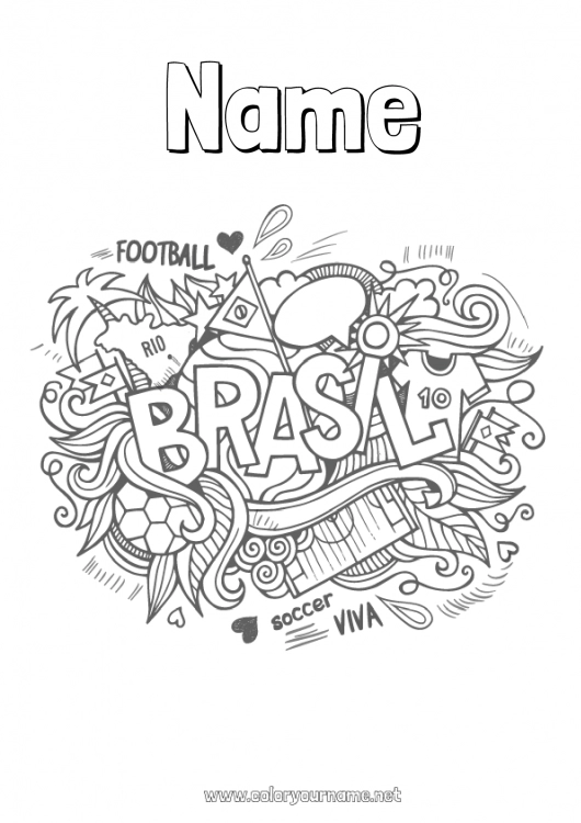 Coloring page to print Geography Symbols Brazil