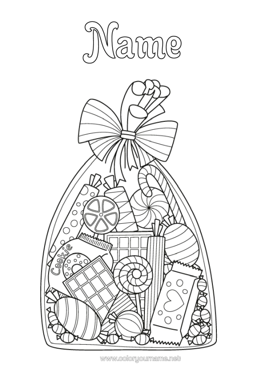 Colouring page to print Sweets Candy Cane Treats, Sweets Pacifier