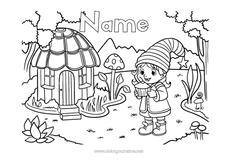 Colouring page to print Christmas Elves Elf Colouring Pages Gnome Forest