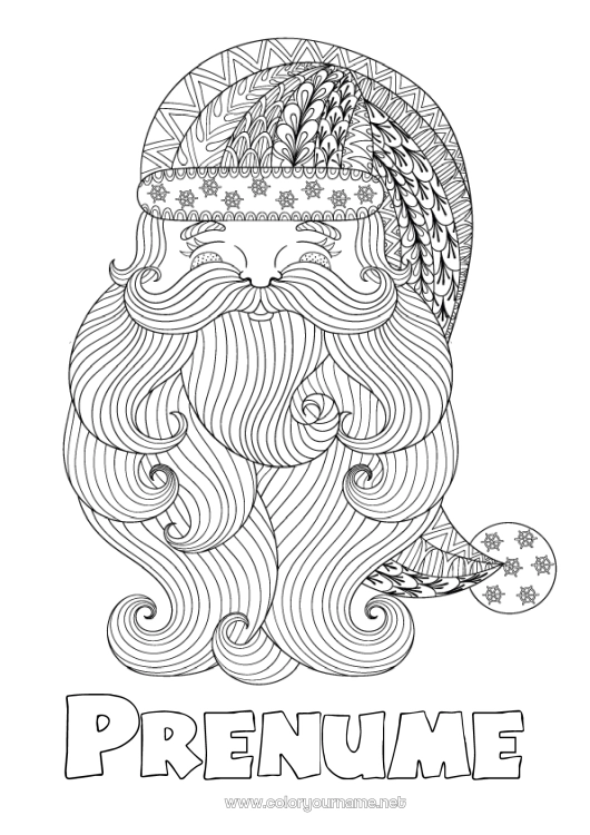 Pagină de colorat de imprimat Moș Crăciun Mandala Crăciun