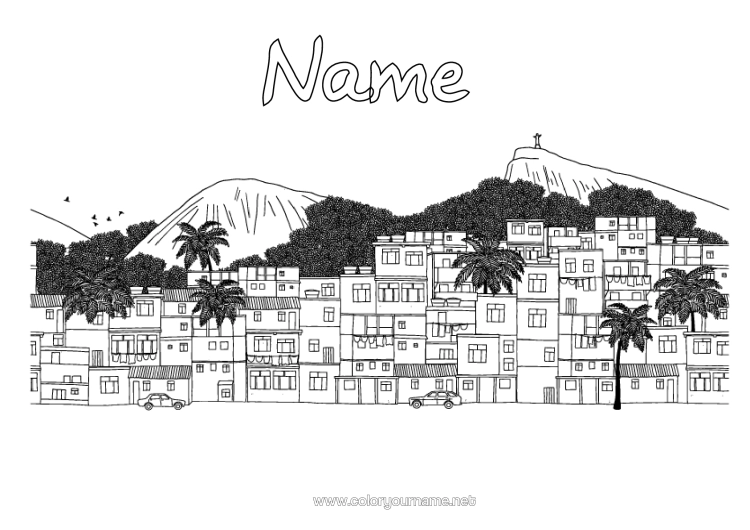 Colouring page to print Brazil Cityscape