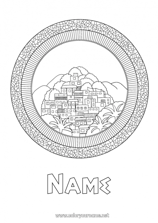 Coloring page to print Mandala House Brazil