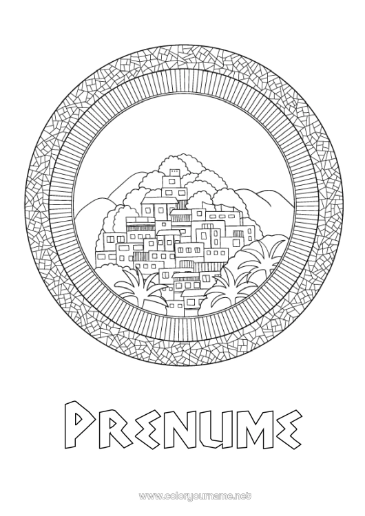Pagină de colorat de imprimat Mandala Casă Brazilia