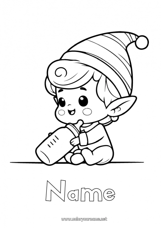 Coloring page to print Christmas elves Elves coloring pages Baby