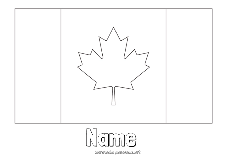 Coloring page to print Geography Canada Flag