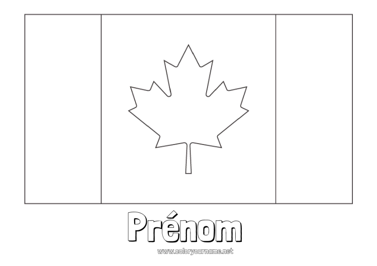 Coloriage à imprimer Géographie Canada Drapeau