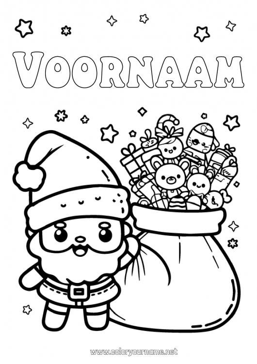 Kleurplaat om af te drukken Kerstman Kawaii Zak Speelgoed Spellen en speelgoed