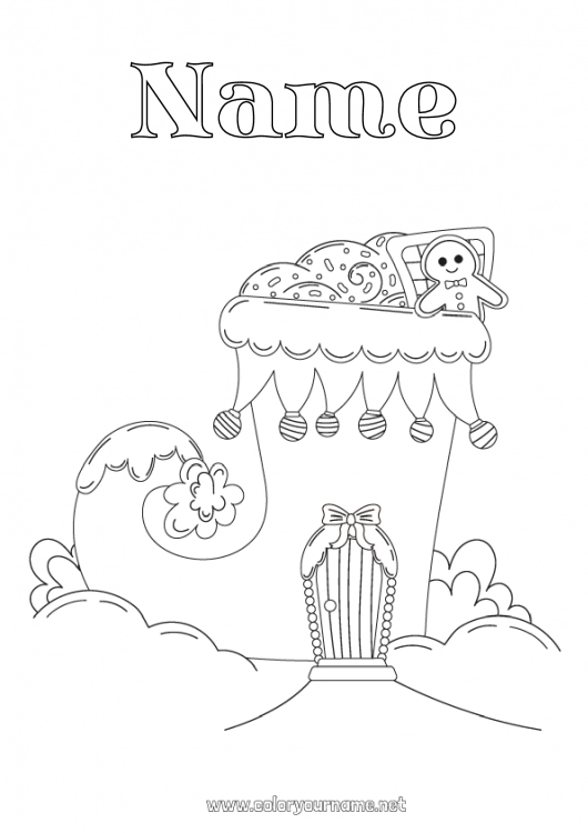 Coloring page to print Christmas elves Elves coloring pages House