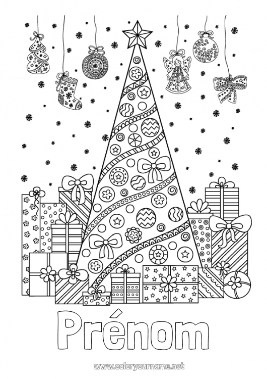 Coloriage à imprimer Cadeaux Sapin de Noël Noël