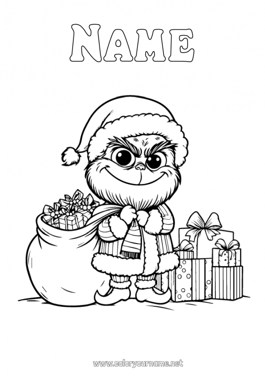 Coloring page to print Gifts Hood Grinch