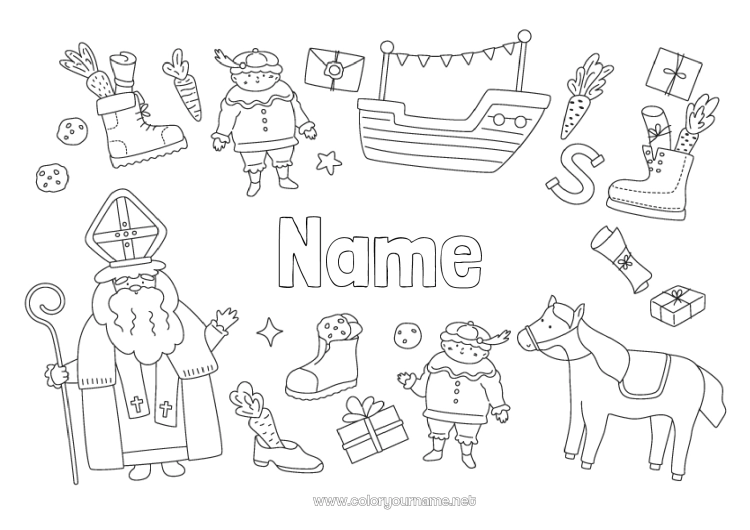 Coloring page to print Saint Nicholas Nikolaustag