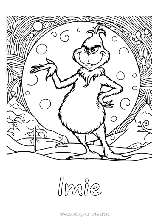 Kolorowanka do wydruku Potwór śnieg Grinch