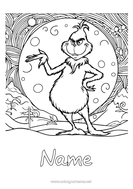 Colouring page to print Monster Snow Grinch