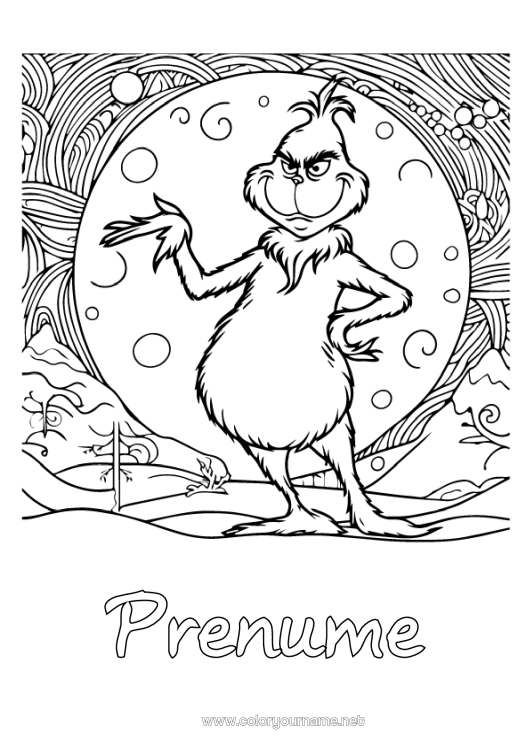 Pagină de colorat de imprimat Monstru Zăpadă Grinch
