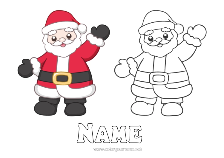 Colouring page to print Father Christmas Easy Colouring Pages Colouring With Template
