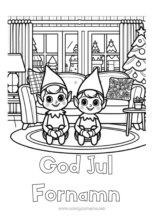 Färgläggningssida att skriva ut Julnissar Tomtefärgläggningar God Jul!