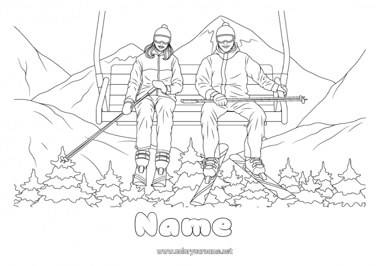 Coloring page to print Snow Other sports Ski Winter Sports