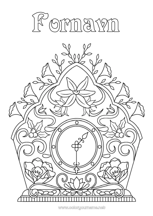 Fargeleggingssiden til utskrift Juledekorasjoner Klokke