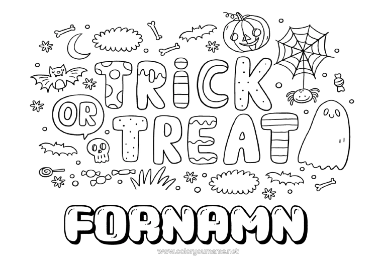 Färgläggningssida att skriva ut Ett godis eller ett spratt? Halloween