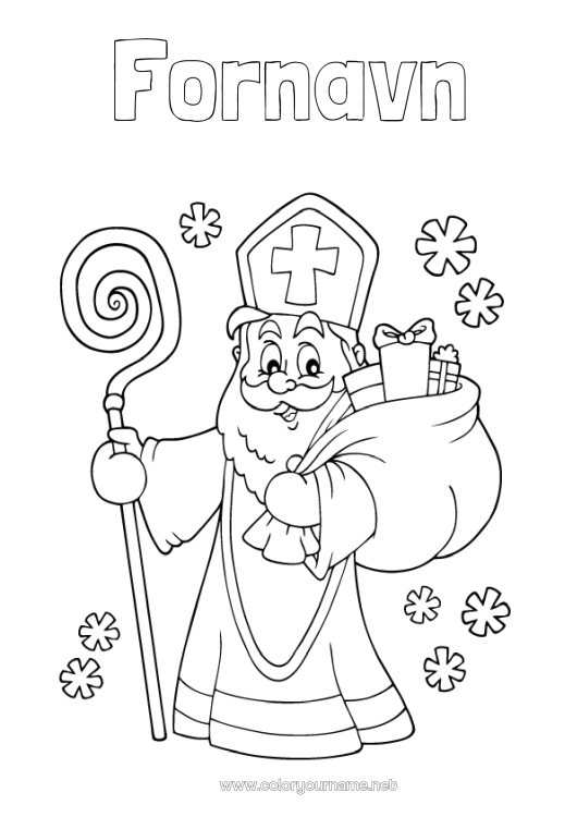 Fargeleggingssiden til utskrift Sankt Nikolaus Nikolausdagen