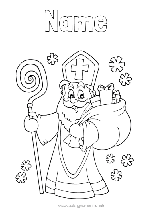 Colouring page to print Saint Nicholas Nicholas Day