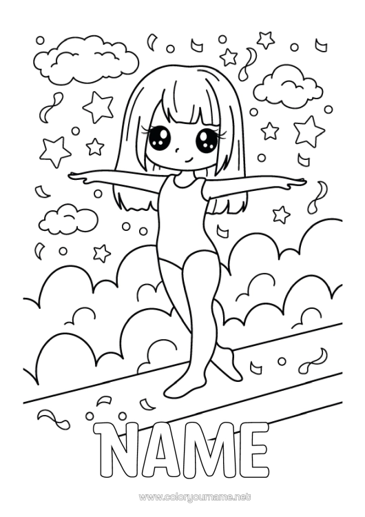Colouring page to print Sport Girl Gymnastics Artistic Sports