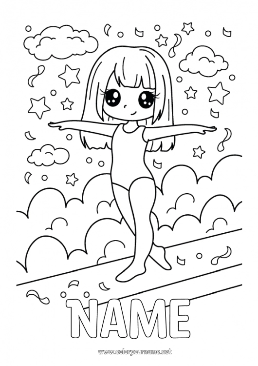 Coloring page to print Sport Girl Gymnastic Artistic sports