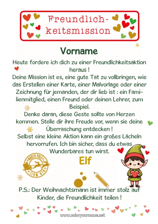 Malvorlage zum Ausdrucken Weihnachtself Weihnachtselfenmission