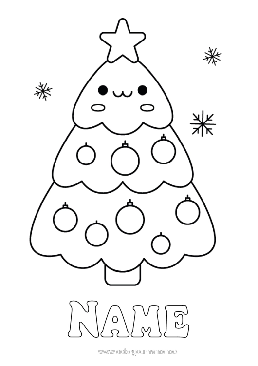 Colouring page to print Christmas Tree Christmas Cute Easy Colouring Pages