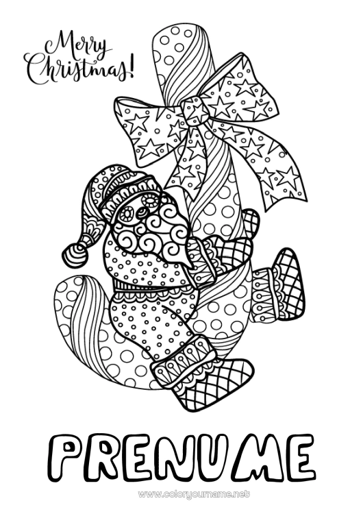 Pagină de colorat de imprimat Moș Crăciun Mandala Crăciun Zahăr de orz Zentangle 