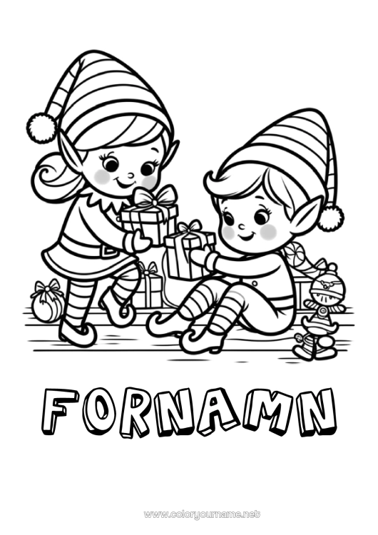 Färgläggningssida att skriva ut Julnissar Tomtefärgläggningar