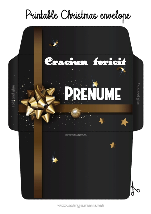 Pagină de colorat de imprimat Cadouri Aniversare Crăciun Plic Plic de imprimat Plic de Crăciun Plic ambalaj cadou