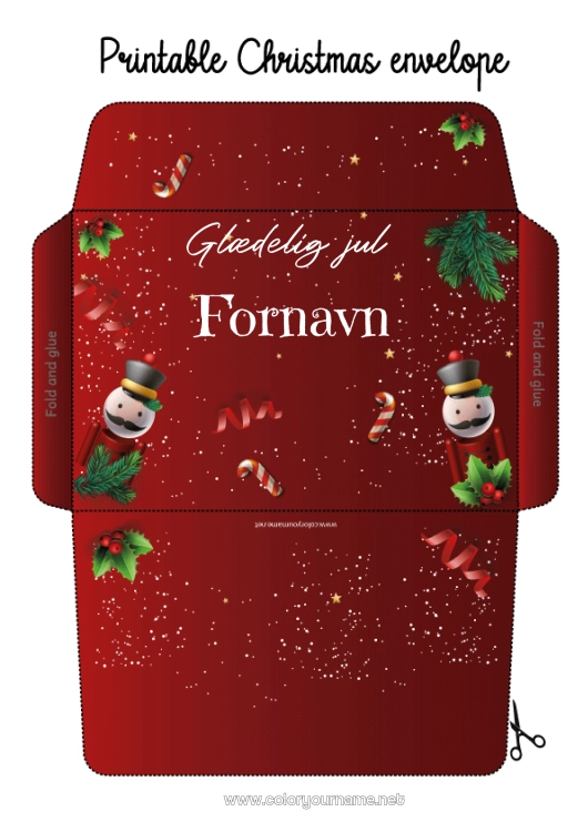 Farvelægningssiden til udskrivning Gaver Jul Kuvert Spil og legetøj Trykt kuvert Nøddeknækker Julekuvert Gaveindpakning